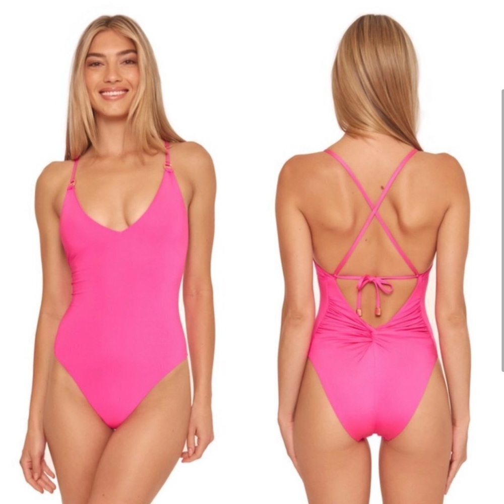 TRINA TURK Monaco Convertible One Piece Swimsuit ~ Pitaya Pink 6 NWT - Picture 2 of 8